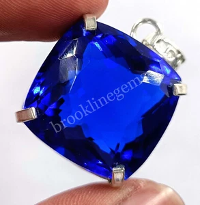 77,35 CT Cojín Zafiro Azul Natural EGL Colgante Cadena Plata 925 Gratis 5FRX - Imagen 1 de 8