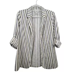 Forever 21 Blue And Gold Striped Soft Blazer No Fabric Tag W/ Tiny Stain Size Sm - Picture 1 of 7