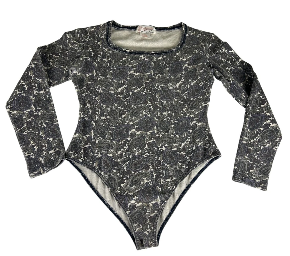 Bodywear Bi Energie Paisley Bodysuit Top Women's L Multicolor Snaps Long Sleeve - Image 1 of 4