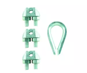 4PK Everbilt 1/16 pulg. Abrazadera de cable de alambre galvanizado con juego de dedales 44434 - Imagen 1 de 2