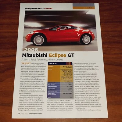 REVISTA MITSUBISHI 2006 ECLIPSE GT ARTÍCULO MOTOR TENDENCIA PRUEBA A LARGO PLAZO ROJO Foto 1 de 3