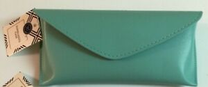 Teal Green Fashion Sunglass Glass Case Magnetic Close Black Velvet Lining Solid