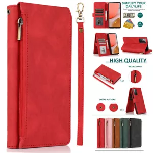Funda billetera de cuero abatible de bolsillo con cremallera para LG G8 G7 G6 Q60 Q7 Q6 Q70 Q8 K8 G5 - Imagen 1 de 15