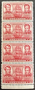 US 1936-1937 Sc# 791 Vertical Strip of 4 MNH OG Navy Issue Decatur & Mac Donough - Picture 1 of 2