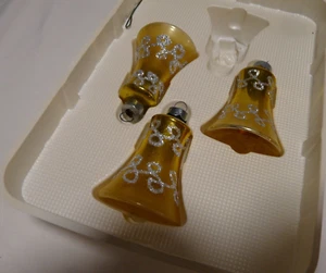 Weihnachten von Krebs 3 Glasornamente goldfarben mit silbernem Glitzer Design Vintage - Bild 1 von 7