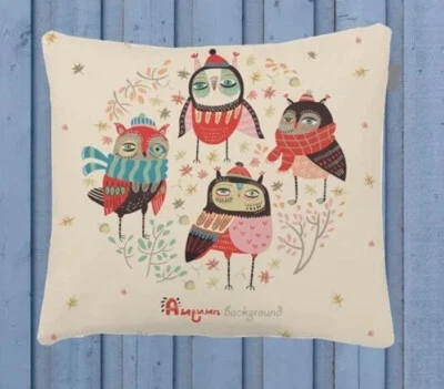 Owls Fall Autumn 17'' x 17'' Pillow Case  Cushion Cover Set of 2 - Image 1 of 2