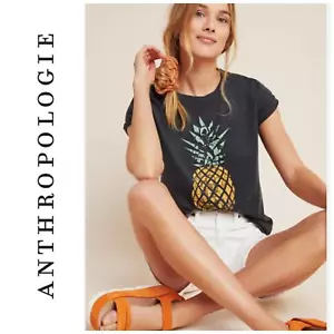 NWT Anthropologie x Sol Angeles Sz L Pineapple Graphic Tee T Shirt Cotton USA - Picture 1 of 8