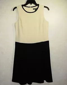 Lauren Ralph Lauren Petite Dress Women 8P Beige Black Lined Flare Sleeveless - Picture 1 of 11