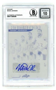 MAGIC JOHNSON SIGNED 2022-23 Leaf Vivid Black Printing Plate 1/1 BAS Auto 10 - Picture 1 of 2