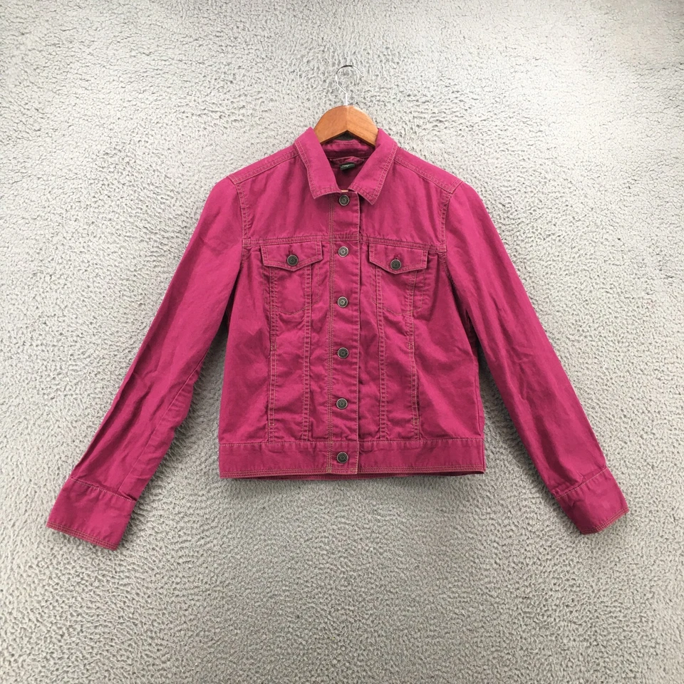 Женские куртки Eddie Bauer S розовые на пуговицах с длинным рукавом джинсовые передние пакеты - Изображение 1 из 4