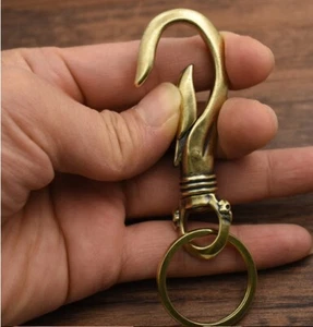 1 PC Brass Keychain & Key Ring EDC Hanging Creative Skull Buckle Tool 75*29 MM - Picture 1 of 9