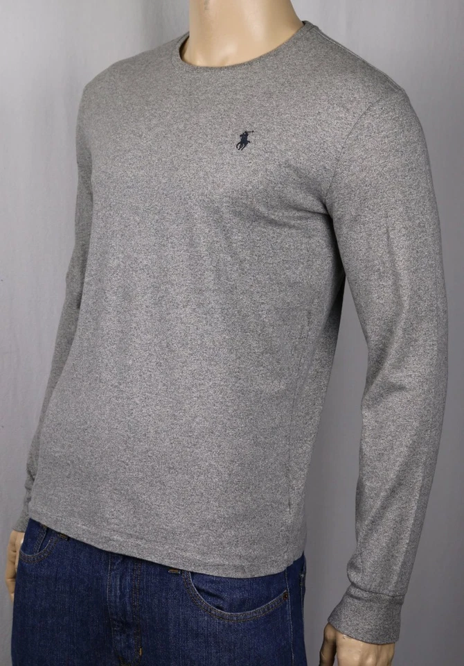 Camiseta Polo Ralph Lauren Personalizada Gris Manga Larga Cuello Redondo Nueva con Etiquetas Foto 1 de 1