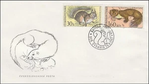 Red Squirrel Tamiasciurus Hudsonicus European Pine Marten Czech FDC Cover 1967 - Picture 1 of 1