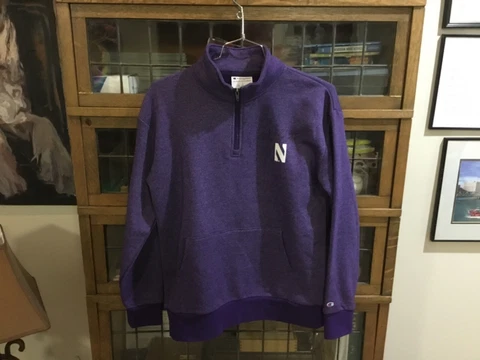 Northwestern Wildcats Purple CHAMPION 1/4 Zip Fleece Lined Sweatshirt SZ L -Cool Cover
