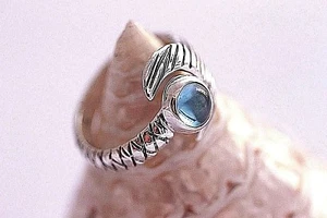 Hand Made H2O Just Add Water MakoMermaidTail Ring Natural Swiss Topaz 6mm Silver - Picture 1 of 12