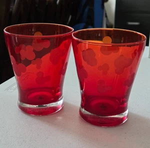PAIR of Glass Etched & Frosted Mickey Mouse Head & Ears Tumblers 12oz EUC - Picture 1 of 5