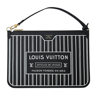 NUEVO BOLSO LOUIS VUITTON Piel de becerro Neverfull Inside Out MM Pochette Negro Rayas Cremallera Foto 1 de 4