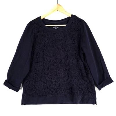 Sudadera Lands' End Mujer Talla Grande Azul Marino Algodón Ligera Encaje Frontal Foto 1 de 4
