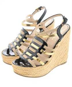 SAINT LAURENT Sandals Women's Size 37.5 Black Leather - Picture 1 of 6