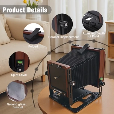 New Munewca Field Folding 4X5‘’ Large Format Film Camera W/ Ground Glass Bellows - Image 1 of 4