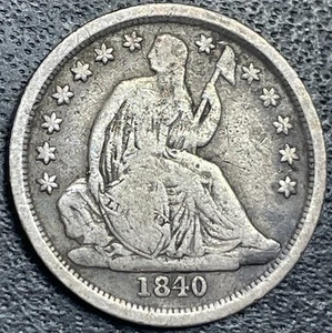 Moneda de diez centavos libertad sentada 1840-O, sin cortinas - Imagen 1 de 2