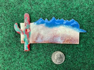 Vintage 1984 Red Cactus Enamel Wall Sculpture Signed Unique Abstract Art - Picture 1 of 2