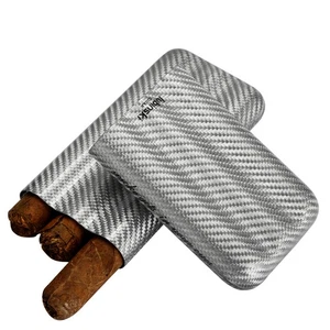 Humidor portátil Lubinski 3 tubos de cigarros estuches soportes fibra de carbono con caja de regalo - Imagen 1 de 7