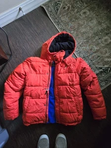Childrens Puffer Jacket Nautica Hooded Coat Bright Orange Nautica Kids Jacket - Picture 1 of 4