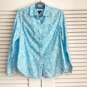 Talbots Blau Koralle Button Down Semi Fitted Langarm Freizeit Hemd Größe S - Bild 1 von 8