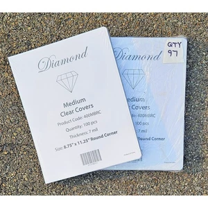 Lot 197 Diamond 400MBRC Medium Round Corner Clear Covers 8.75 x 11.25 In - Picture 1 of 4