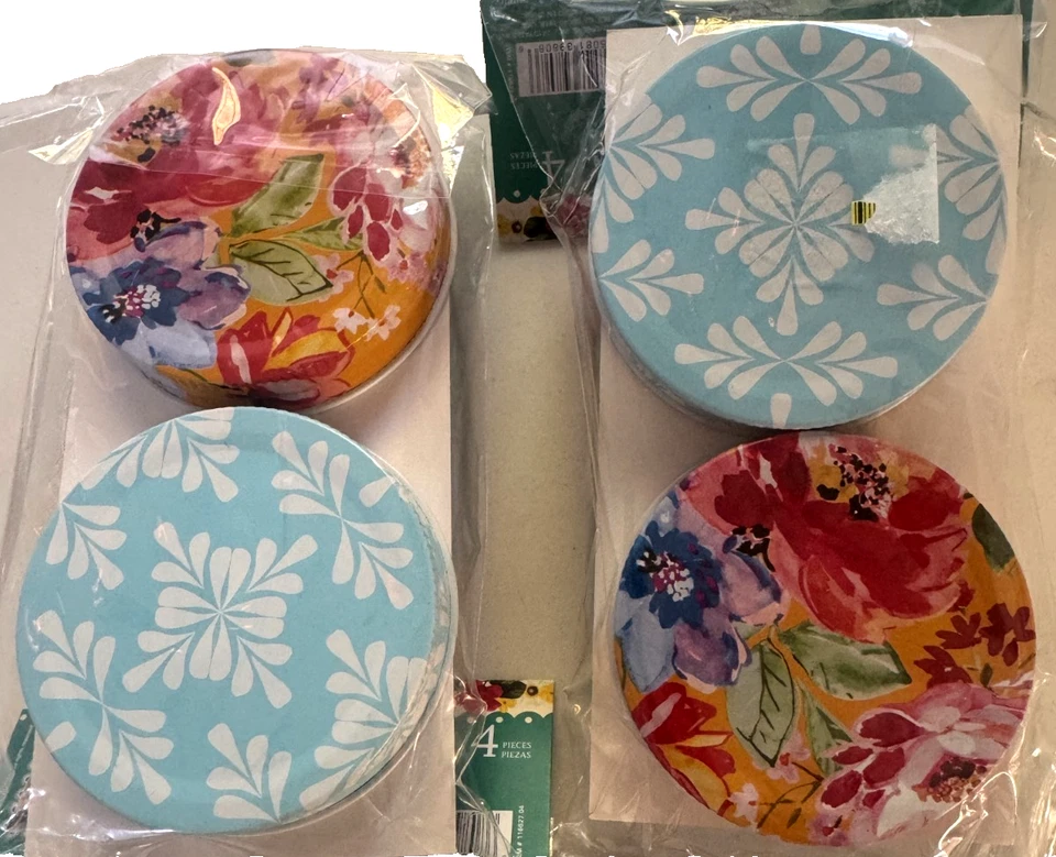 Pioneer Woman 16oz Mason Jar Lids W Straw Hole Floral Set of 8