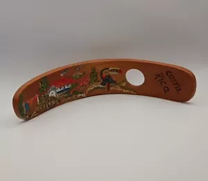 Handmade Painted Wooden Balancing Wine Bottle Holder Costa Rica Home with Parrot - Picture 1 of 2