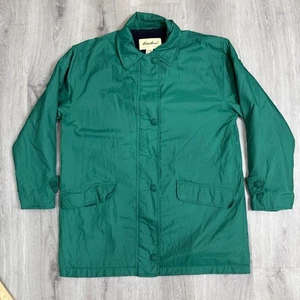 Vtg Eddie Bauer Green Field Jacket Coat Womens Large Trench Utility Fleece Lined - Picture 1 of 6