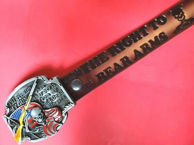 THE RIGHT TO BEAR ARMS 真皮皮带 & "GIVE UP MY GUN" 环氧扣 — 第 1/4 张图片