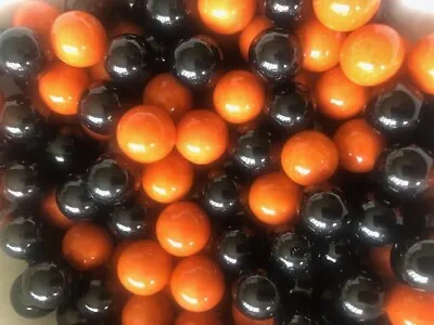 Marbles 25 X Solid Orange & Black 14mm/Traditional Children's Game/Party Bag • 3.62€