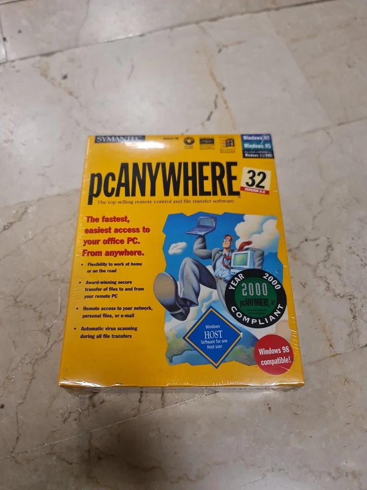SYMANTEC: PC Anywhere 32 Version 8.0 Software Vintage Completo Di Cd E Manuali - Immagine 1 di 4