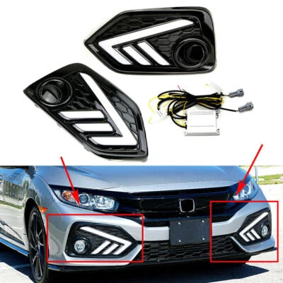 LED Daytime Running Turn Signal Light Lamps For Honda Civic 2017-2021 2018 GZ - Image 1 of 4