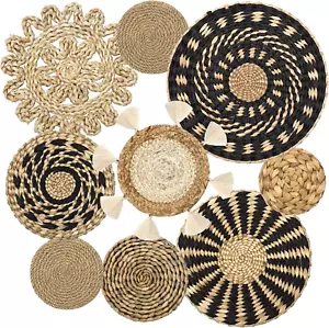 Set of 9 Boho Wall Basket Decor Wicker Woven Wall Basket Decorations Bohemian Ha - Picture 1 of 7
