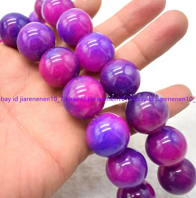 Huge 20mm Natural Purple Sugilite Round Gemstone Smooth Loose Beads 15'' Strand - Image 1 of 4