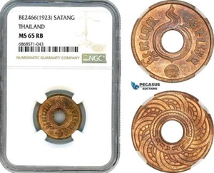AI987, Thailand, Rama V, 1 Satang BE2466 (1923) NGC MS65RB, Top Pop! - Picture 1 of 1