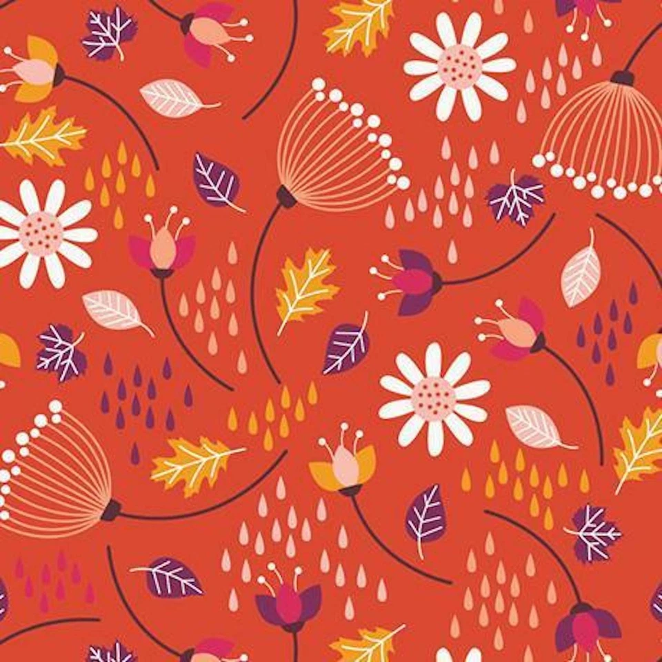 Vainas de semillas de doble gasa encantadas tela naranja por yarda Foto 1 de 1