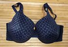 Warners This Is Not A Bra 36D Style 01593 Full Dark Gray Geometric Print Lined