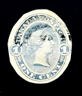 CANADA Stamp - Printed Postage Cut Square Queen Victoria 1c Blue Used