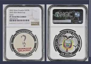 Ecuador 2022 Sucre FIFA Qatar World CUP Silver PF70 Top Pop Mntg: 1500 Pcs - Picture 1 of 7