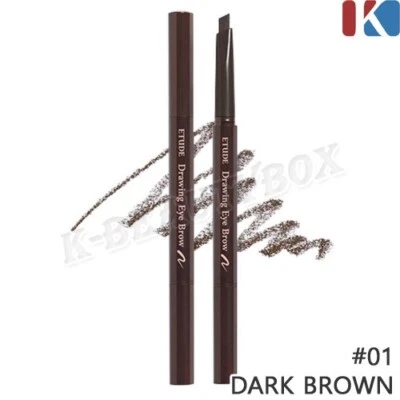 ETUDE Drawing Eye Brow 0.25g #01 Dark Brown Auto Eyebrow Pencil K-Beauty NEW - Image 1 of 4