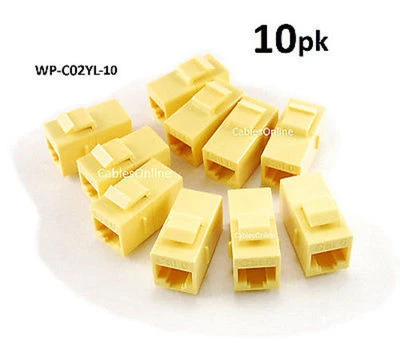 10-PACK CAT6 Female/Female RJ45 Ethernet Yellow Keystone Jack Coupler, WP-C02YL - Image 1 of 2