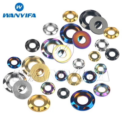 Wanyifa Titanium Washers M5 M6 M8 M10 Aerospace Spacer for Motorcycle Car Gasket