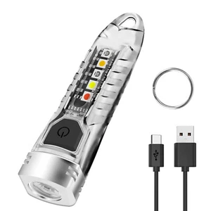 BORUiT Mini Pocket LED Flashlight Keychain Torch Rechargeable Light Lamp Camping - Picture 1 of 24