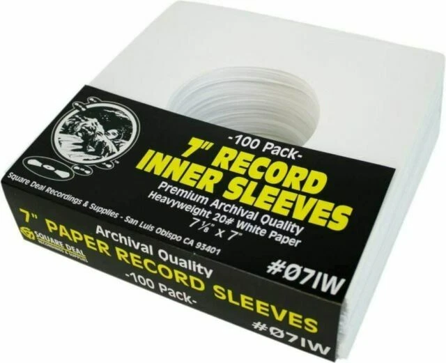 Square Deal Recordings & Supplies 07IW 7 inch White Paper Record Inner Sleeve - 100 Count