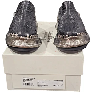 $5900 Alexander Mcqueen 807877WIAAO Men's Black Dumbo Grain Slipper-Authentic - Picture 1 of 13
